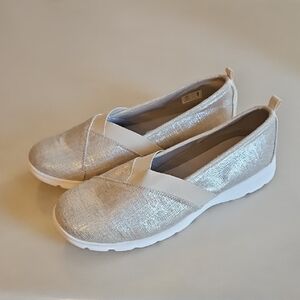 Lands' End Metallic Tan Slip Ons